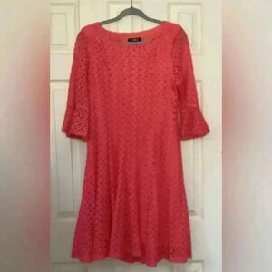 Roz & Ali 3/4 Bell Sleeve Crochet Lace Midi Dress Size 12
